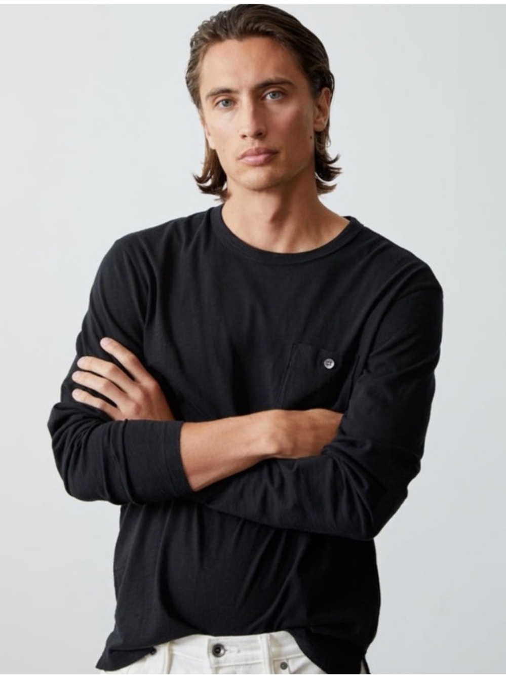 Todd Snyder black long sleeve pocket tee size medium
